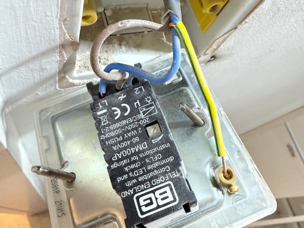 Wiring a BG dimmer switch into a back box with the wires exposed